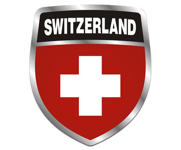 Switzerland flag shield decal 5"x4.3" swiss vinyl bumper sticker zu1