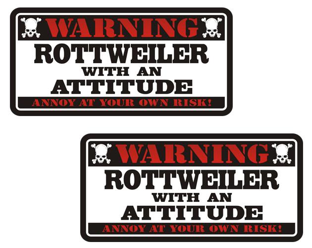 Rottweiler warning attitude guard dog decal set 3"x1.5" vinyl sticker zu1