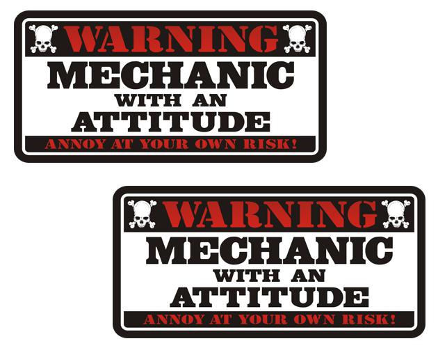 Mechanic warning decal set 3"x1.5" tools auto motorcycle vinyl sticker zu1