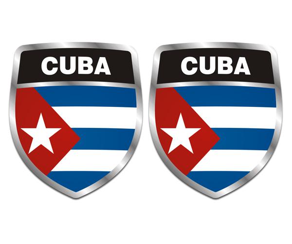 Cuba flag shield decal set 4"x3.4" cuban vinyl car bumper sticker zu1