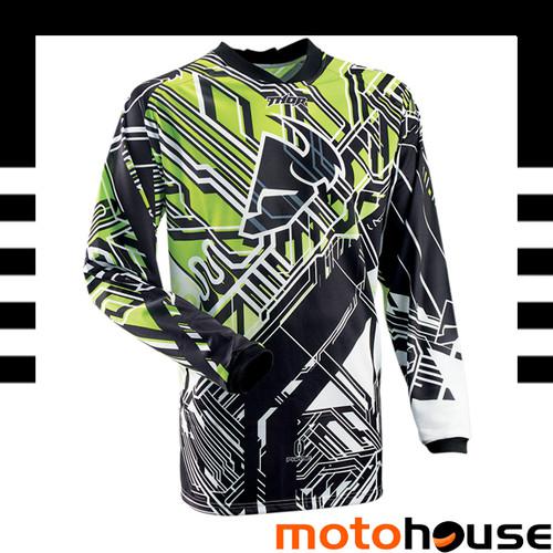 Thor youth phase fusion jersey mx offroad dirt motocross green black white 