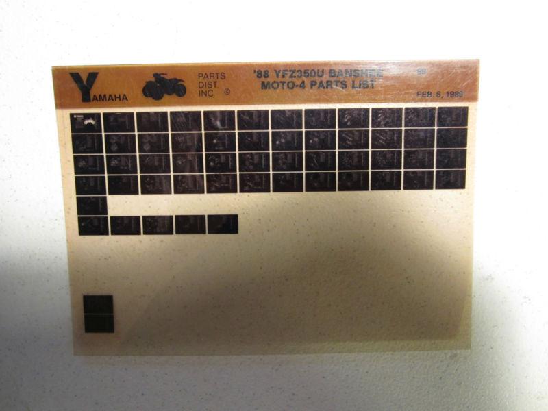 1988 yamaha atv yfz350u banshee moto 4 microfiche parts catalog yfz 350 u