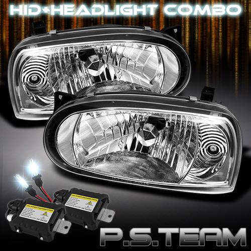 93-97 vw golf mk3 iii 1h chrome clear crystal headlights+6000k slim ballast hid