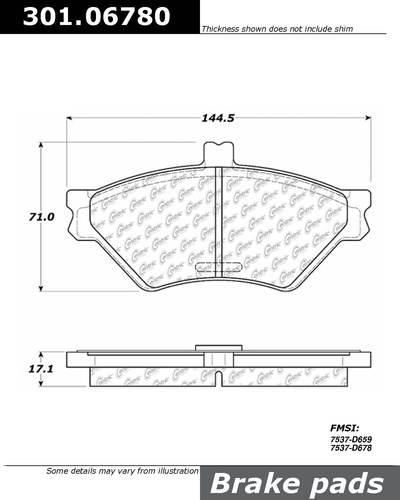 Centric 301.06780 brake pad or shoe, front-centric premium ceramic pads w/shims