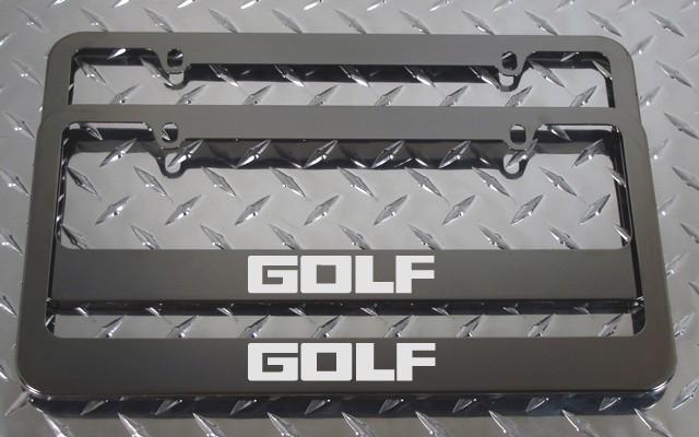 2 brand new volkswagen golf gunmetal license plate frame + screw caps