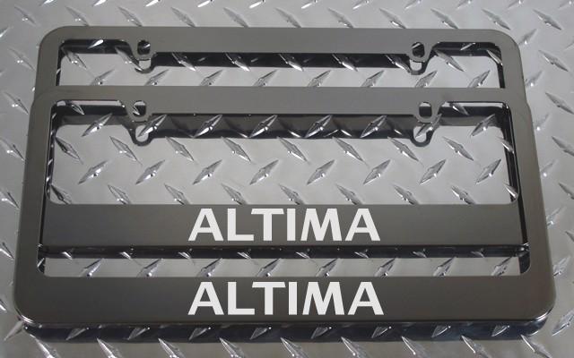 2 brand new nissan altima gunmetal license plate frame + screw caps