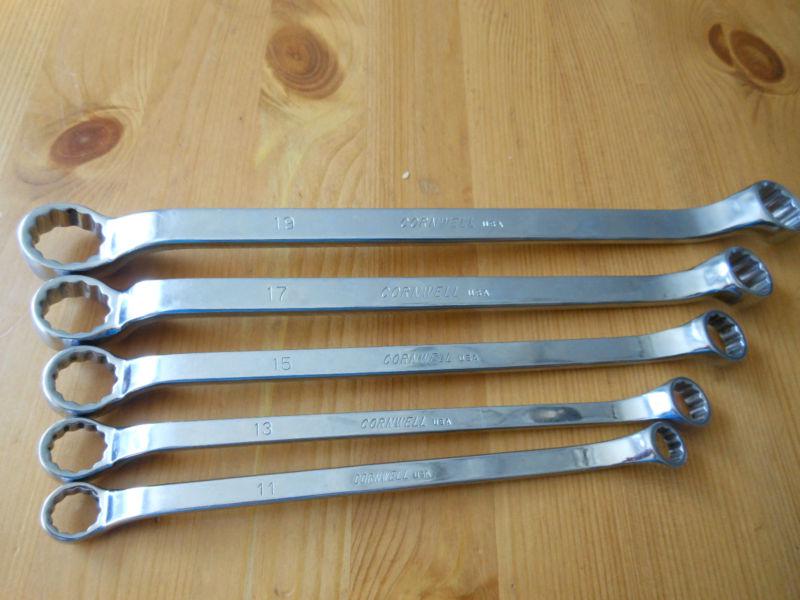 Cornwell offset box wrench set long wrenches 10-19 mm 5 pieces polished chrome