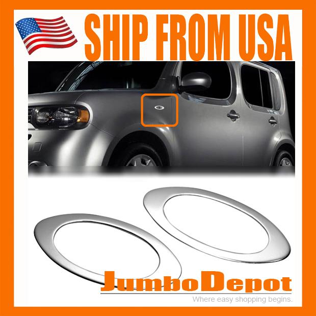 Us 2pcs chrome side turning signal light cover trims for 2009-2011 nissan cube