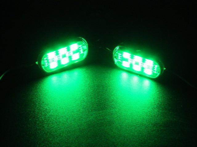 Honda nissan green 5050 smd led pods a pair 6 leds on each pod fits cars trucks