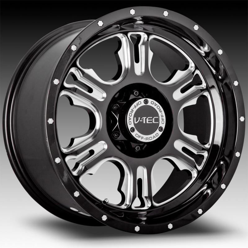 20" inch 8x6.5 black and milled wheels rims 8 lug lifted chevy dodge 2500 3500