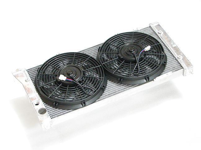 Godspeed 00-05 celica gt gts 1 2zz 2 row racing aluminum radiator+slim fan x 2