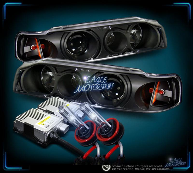 1990-1993 accord 4dr sedan jdm blk projector headlights lamps/8000k xenon hid