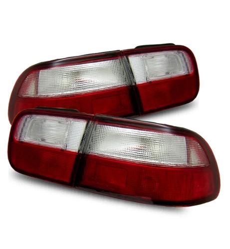 92-95 honda civic eg 2/4dr coupe/sedan jdm red clear tail lights rear brake lamp