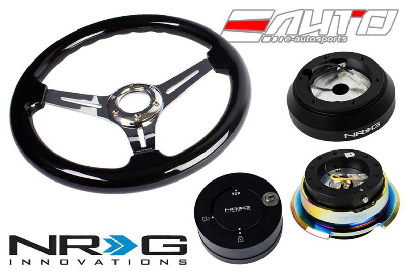 Nrg 330mm 2.5" d bk wood ch steering wheel 160h hub 2.8 bkmc neo release lock mb