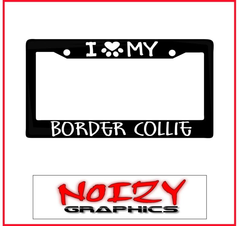 Family dog license plate car sticker decal frame i love paw my border collie