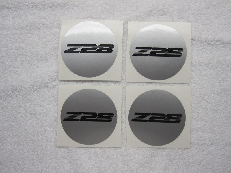 1996-2002 camaro z28 zr1 wheel center cap decals - silver w/black letters