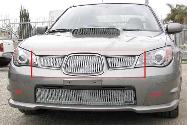 2006-2007 subaru impreza wrx & sti grillcraft upper silver 3pc set grille grill 