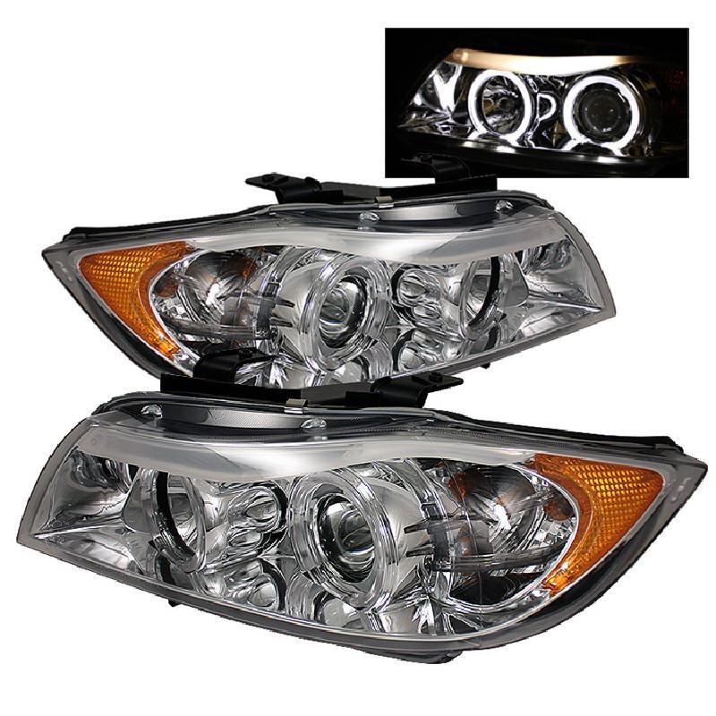 Tln bmw e90 3-series 06-08 halo amber projector headlights chrome w/ free bulbs