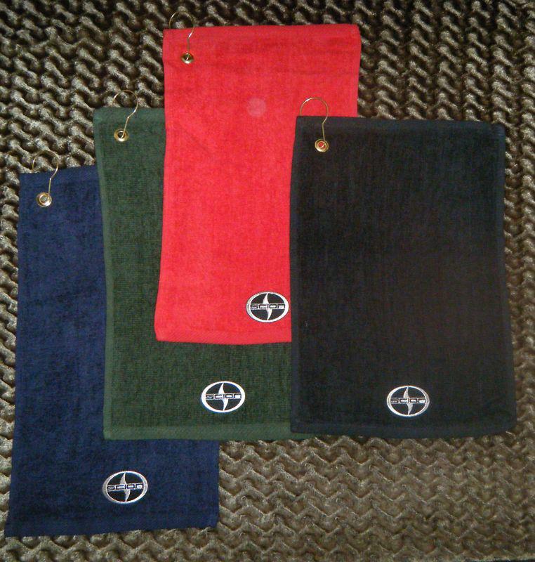 Scion   cotton golf towel towels w/ hook & grommet attach to bag !  pga 18 holes