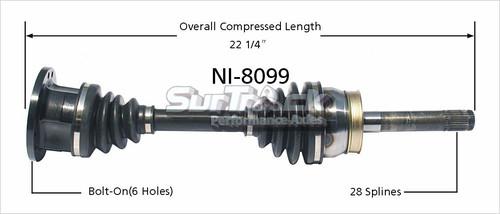 Surtrack perf axles ni-8099 cv half-shaft assembly-new cv axle shaft