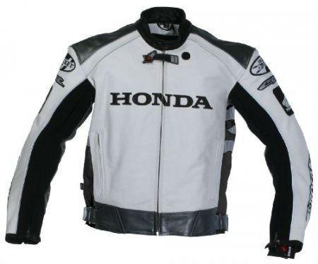 Nwt biker honda white & black  safety motorbike motorcycle leather biker jacket