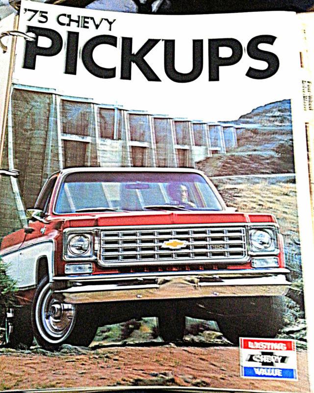 1975 chevrolet truck sales album  brochures el camino vega van blazer fabric 