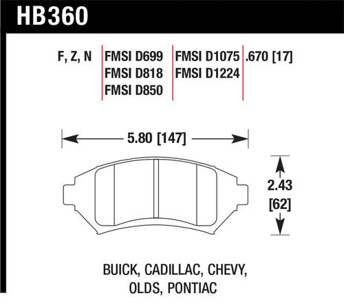 Hawk performance hb360f.670 disc brake pad