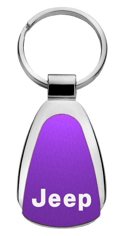 Jeep purple tear drop metal keychain car ring tag key fob logo lanyard