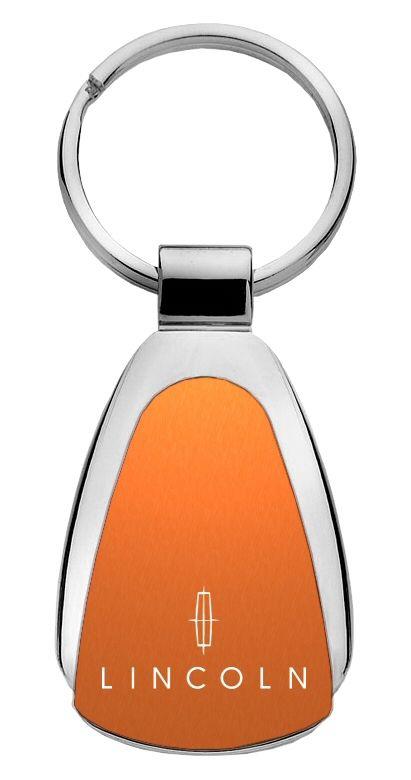 Lincoln orange orange tear drop metal key chain ring tag key fob logo lanyard