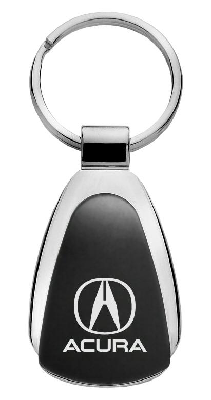 Acura black tear drop metal keychain car ring tag key fob logo lanyard