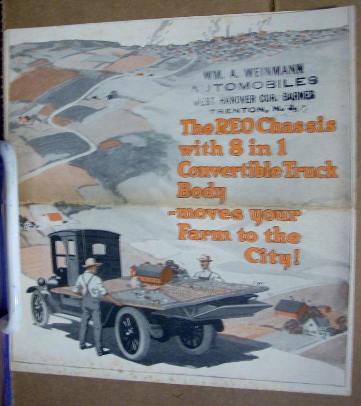 1920s reo speedwagon chassis w/ 8 in 1 convertible truck body sales brochure