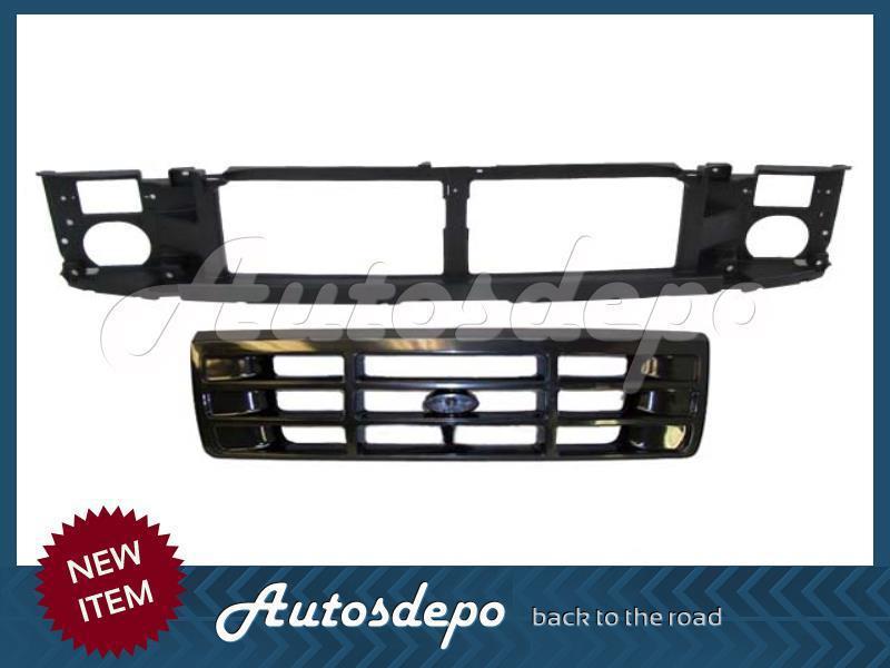 92-98 ford f150 f250 f350 pickup 92-96 bronco header panel grille black 2pcs