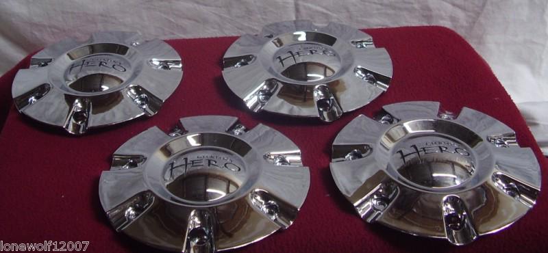 Hero wheels chrome custom wheel center cap #607-20-cap set of 4