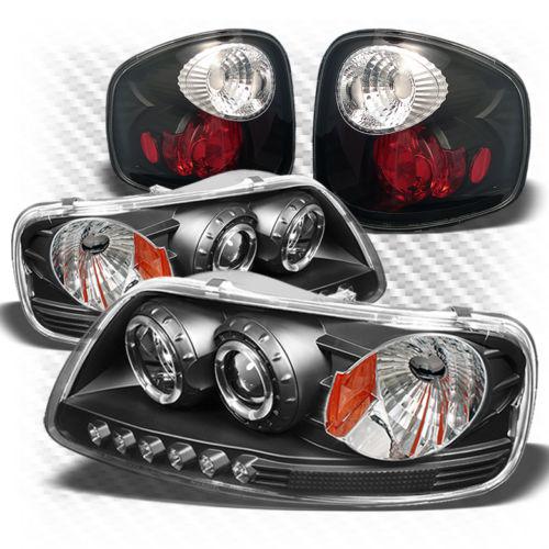 01-03 f150 flareside black 1pc projector headlights + altezza style tail lights