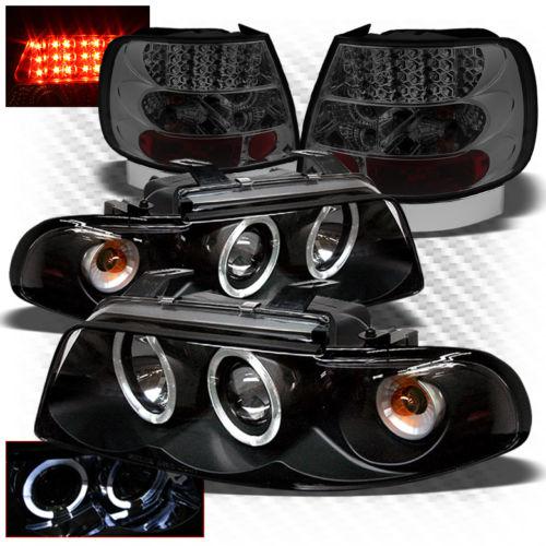 96-99 a4 black halo projector headlights + smoke philips-led perform tail lights