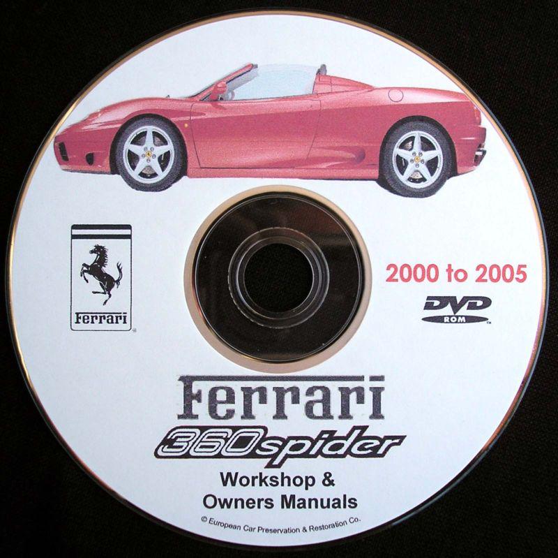 Ferrari 360 spider workshop, service, parts and repair manuals on dvd