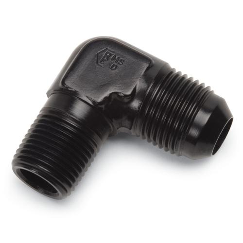 Russell 660873 an adapter fitting -8 an male to 1/2" npt male 90 degree black