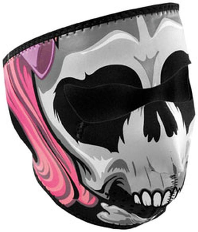 Zan cold weather water/wind resistant neoprene facemask,girl skull/pink,osfm