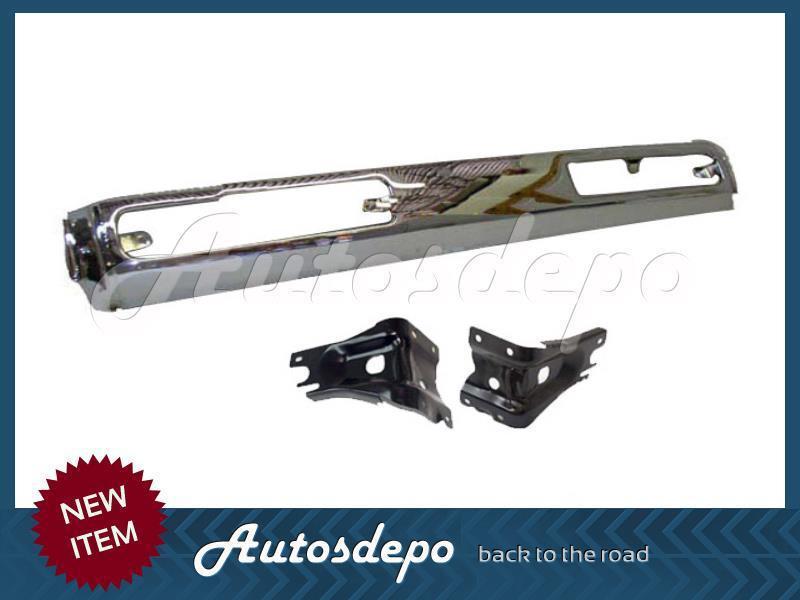 1993-1995 nissan hardbody pickup 2wd front bumper center bar chrome bracket 3pcs