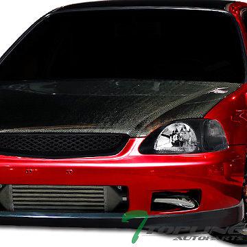 Jdm blk t-r mesh type front hood bumper grill grille 96-98 honda civic ek ek9 ej