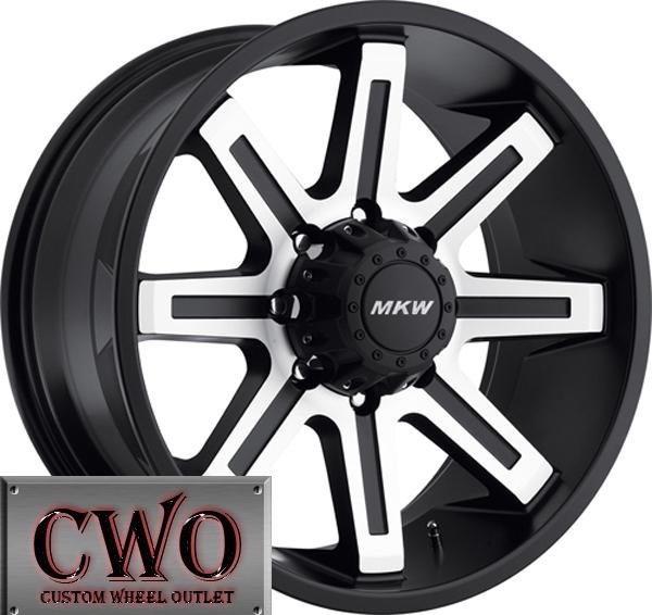 20 black mkw m88 wheels rims 5x127 5 lug jeep wrangler chevy gmc c1500