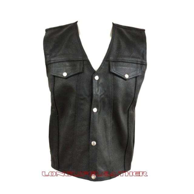 Xl men's leather jeans style motorcycle biker vest new lll-303