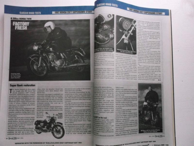 Honda cb77 superhawk 1967 story motorcycle magazine road test 1994 reprint