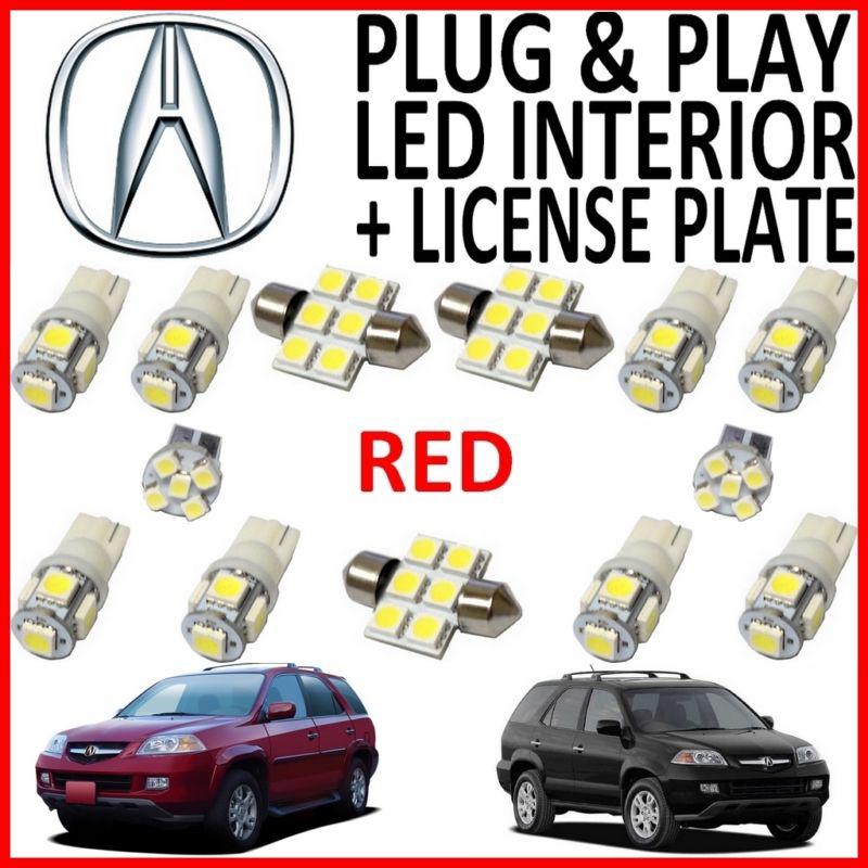 13 piece super red led interior package kit + license plate tag lights am1r