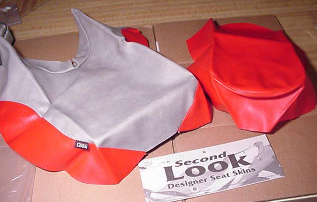 1999 suzuki tl1000s 2-pc seat cover skins & tank bra red/grey second look 