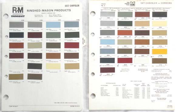 1977 chrysler and imperial ppg r-m   color paint chip charts  all models mopar 