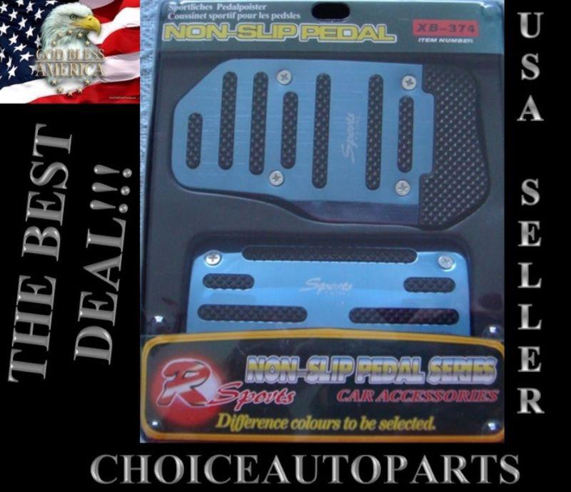 Non-slip blue sport car pedal foot brake/acceleration cover pads hondatoyota etc