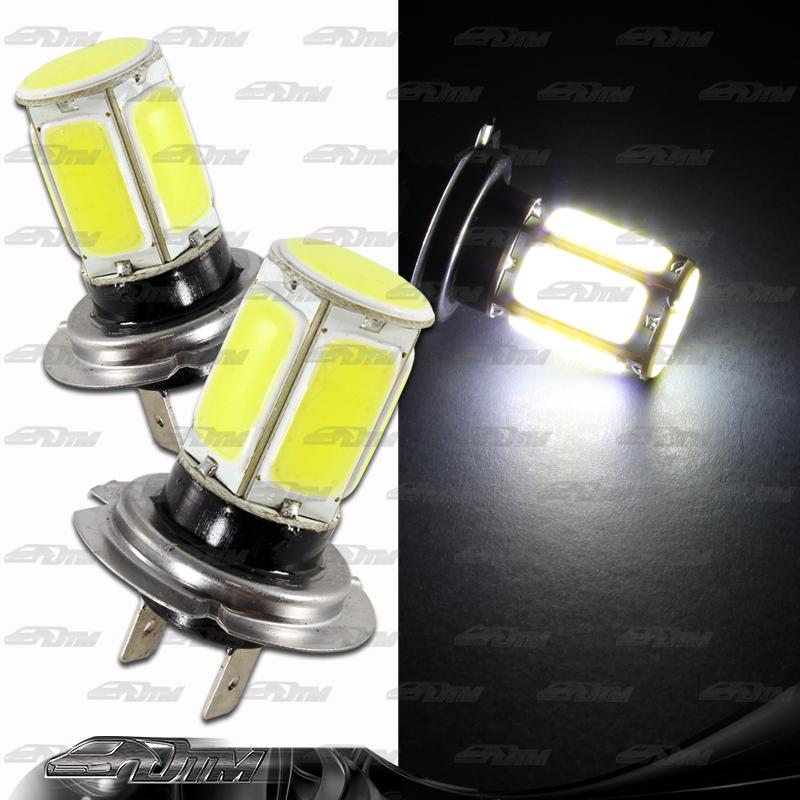 1x pair dodge jaguar cadillac h7 cob chips on board white replacement bulbs