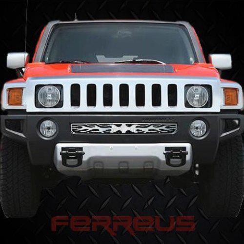 Hummer h3 05-09 vertical flame polished stainless grill insert trim cover