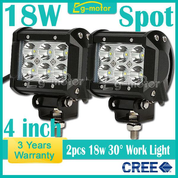 2pcs 18w cree1260lm led work light spot offroad atv boat lamp suv 4x4